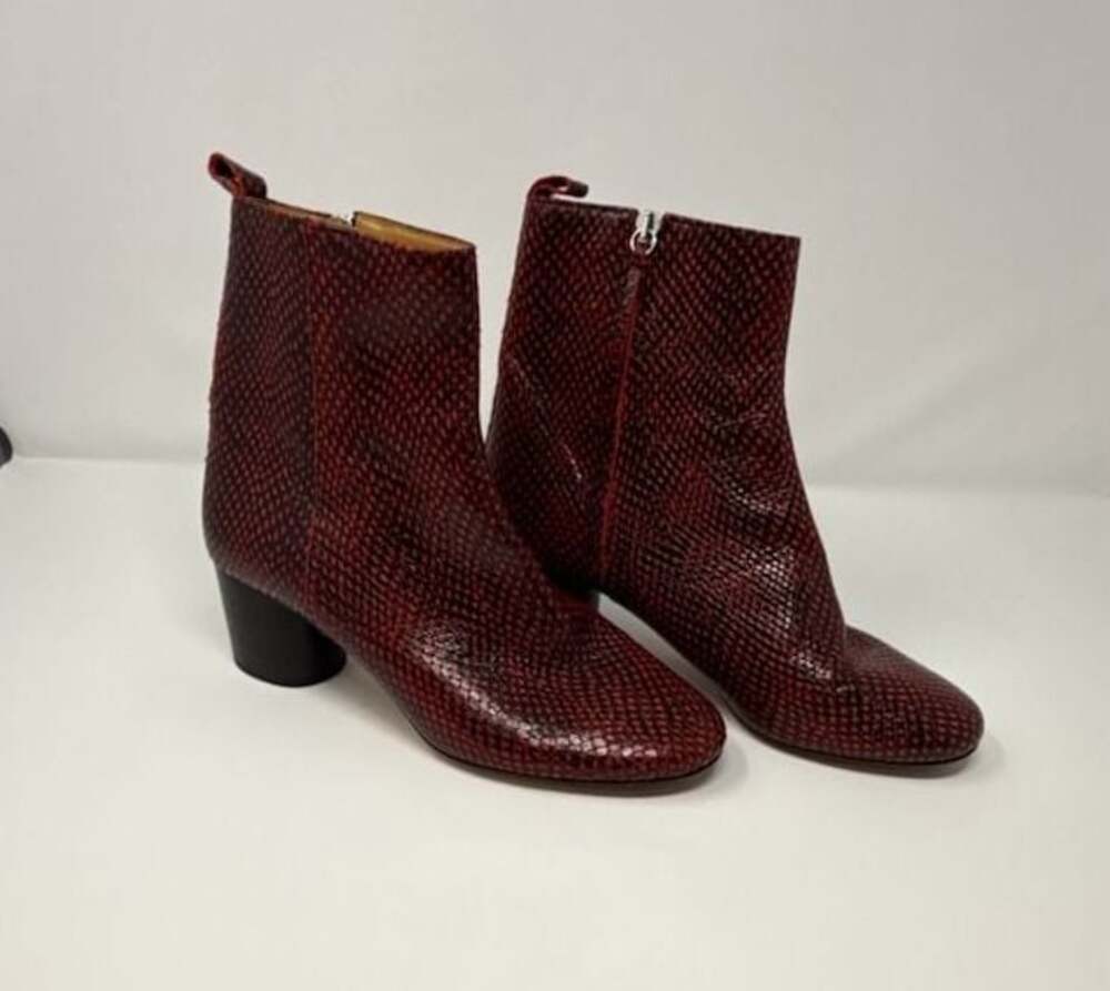 Isabel Marant Étoile Red Black Snakeskin print leather Ankle Boot 40 sz 9
